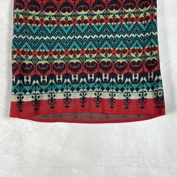Peruvian Connection Red Patterned Women's Pencil Skirt XS Aztec Pima Cotton Soft - Picture 4 of 10